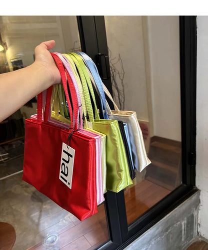 Luxury Premium Designer Elegant Womens Silk Satin Small Tote Solid Color Shoulder Underarm Purse Versatile Fashion Commuting Bag