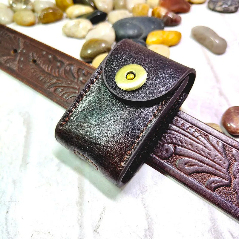 Genuine Leather Car Key Case on Belt Pack Car Key Holder Waist Bag Keys Wallet Pouch Organizer Sheath Men 1652C