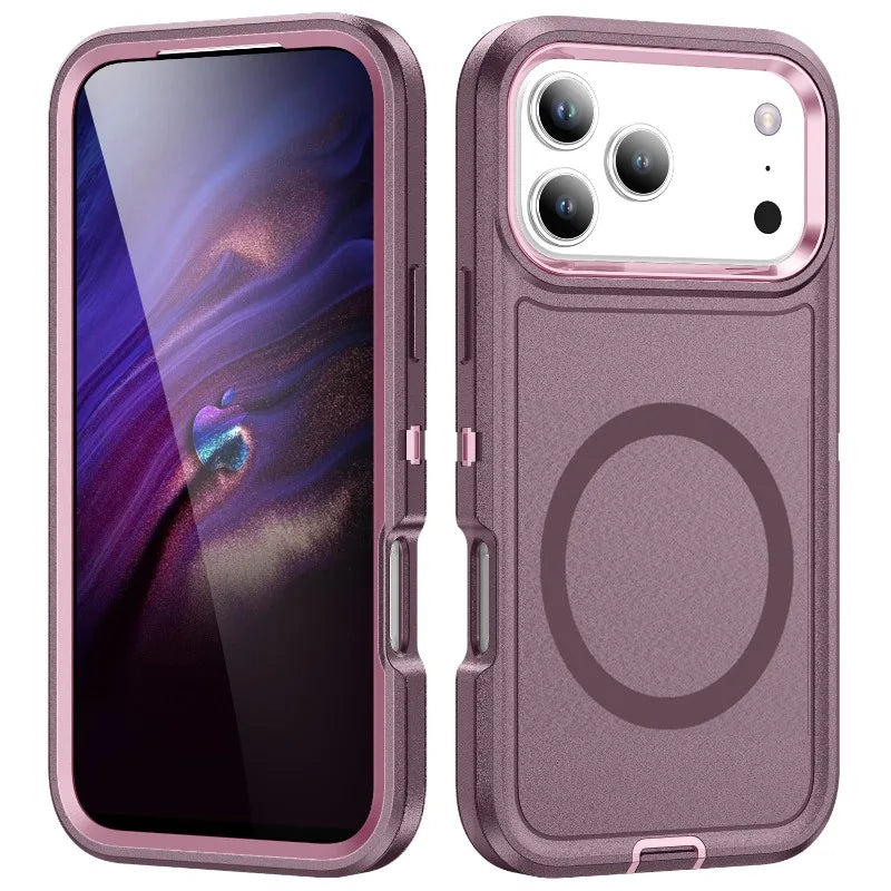 3IN1 Heavy Duty Otter Armor Box Phone Case for IPhone 17 Pro Max Air 16 15 14 Plus for Mag-Safe Wireless Charging Rugged Cover