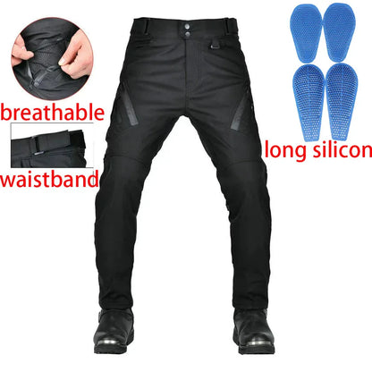 Waterproof Motorcycle Riding Pants All-Season Reflective Strip Adjustable Waistband Knee & Hip Pad for Outdoor Riding pants
