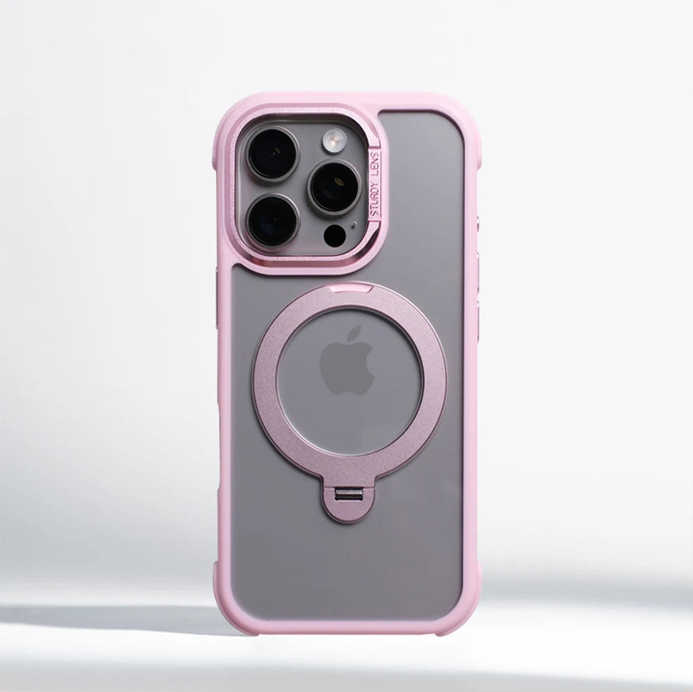 360° Magnetic Rotatable Holder Shockproof Case For iPhone 17 16 Pro Max 15 14 13 Transparent For MagSafe Wireless Charge Cover
