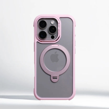360° Magnetic Rotatable Holder Shockproof Case For iPhone 17 16 Pro Max 15 14 13 Transparent For MagSafe Wireless Charge Cover