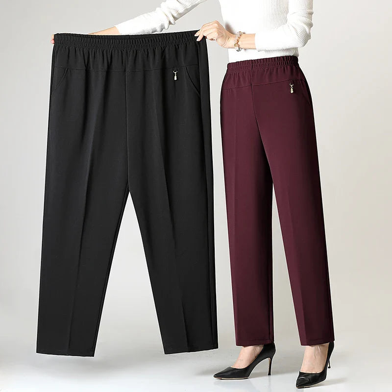 2025 Autumn Fashion Pants Brand Elastic Waist Size Women's Plus Size Thin Pants Casual Office Outdoor Pants