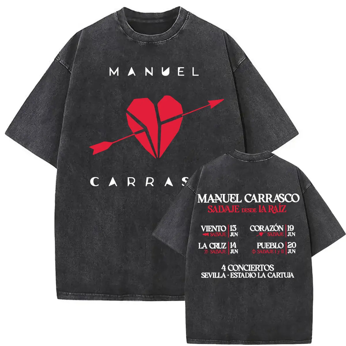 Manuel Carrasco Salvaje Desde Ia Raiz 2026 Vintage Washed T-shirt Men Women Fashion Hip Hop Punk 100% Cotton T Shirts Streetwear