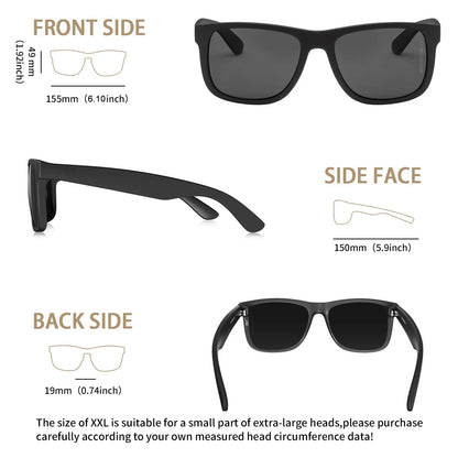 XXL Z87 Sunglasses for Big Wide Heads Men TR90 Ultralight UV400 Protection Glasses 8806