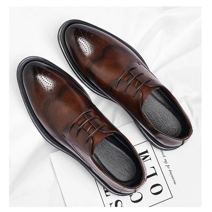 Business Formal Casual Wedding Shoes for Men Fashion New Designer Inner Increase Shoes Male Spring Autumn Retro Leather Shoe Man