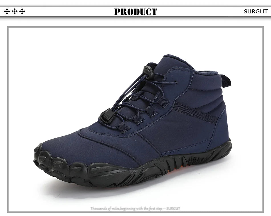 SURGUT Men Snow Boots Plush Warm Waterproof Winter Outdoor Ankle Shoes For Men