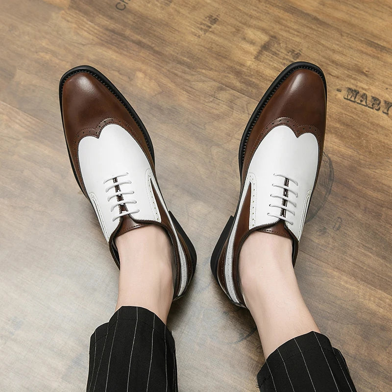 Spring black white leather shoes for men High quality wedding Dress shoes Business office loafers men shoe Luxury designer shoes