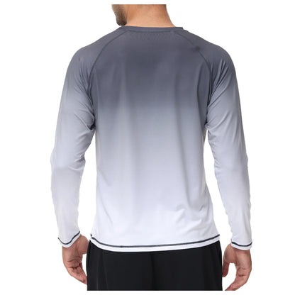 Summer Men's Long Sleeve T-Shirt UPF 50+ Rash Guard Gradient Shirt for Sport Fishing Hiking Workout Outdoor Pullover Shirt