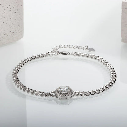 Moissanite Cuban Bracelet On Hand 925 Sterling Silver 18K White Gold Plated  Adjustable Bracelets for Woman Jewelry