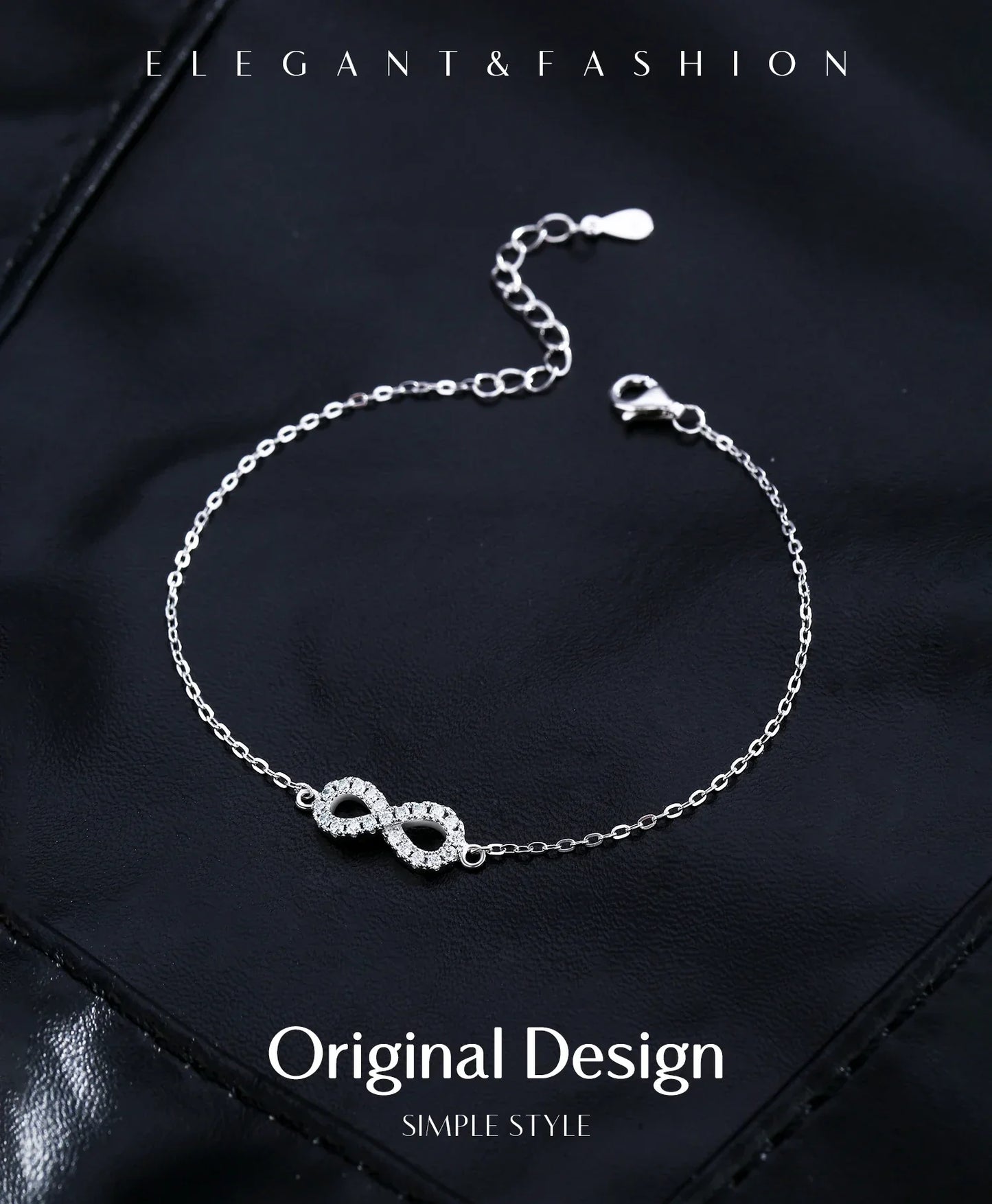 D Color Moissanite Lab Created Diamond Bracelet 925 Sterling Silver Romantic Exquisite Infinity Love For Women Jewelry