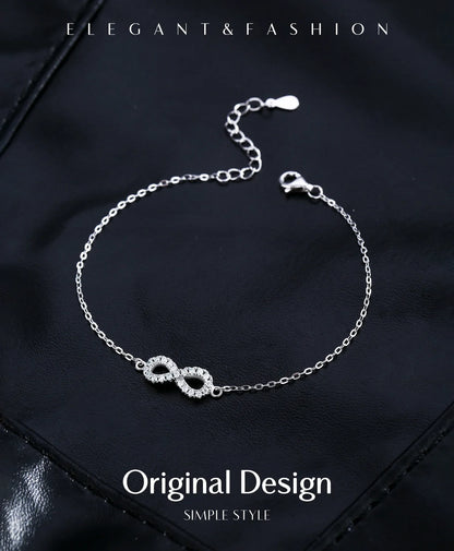 D Color Moissanite Lab Created Diamond Bracelet 925 Sterling Silver Romantic Exquisite Infinity Love For Women Jewelry