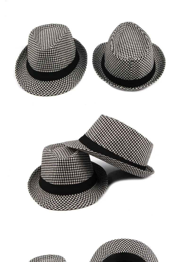 Spring Summer New Middle Aged Men's Top Hat Fashion Knitted Jazz Gentleman Black Chapeay Fedoras Bucket Hat Caps