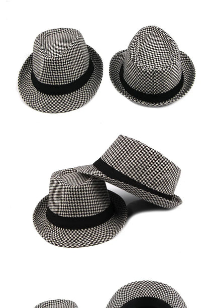 Spring Summer New Middle Aged Men's Top Hat Fashion Knitted Jazz Gentleman Black Chapeay Fedoras Bucket Hat Caps