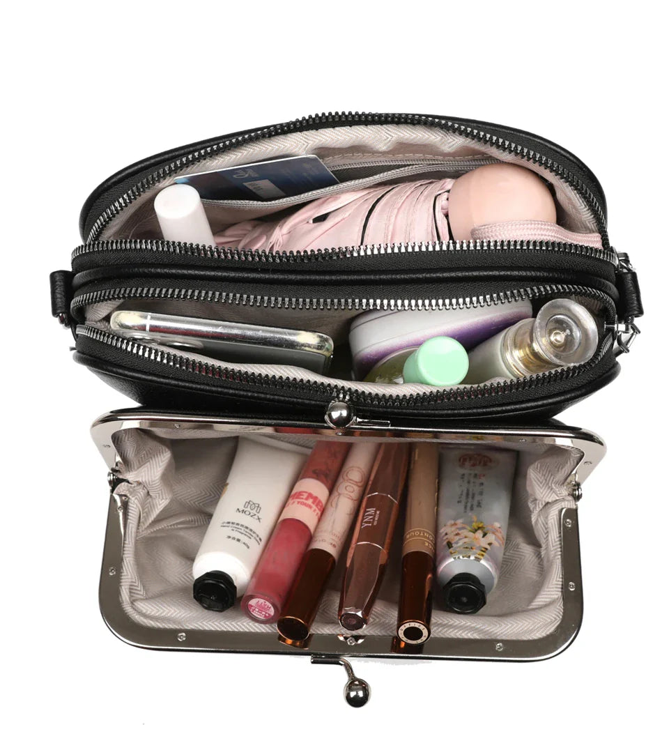Elegant Shoulder Bag for Women Soft Leather Crossbody Bags Designer Multiple Pockets Messenger Bag Ladies Purses and Handbags