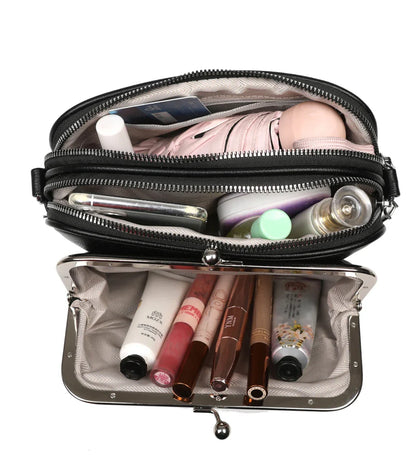 Elegant Shoulder Bag for Women Soft Leather Crossbody Bags Designer Multiple Pockets Messenger Bag Ladies Purses and Handbags