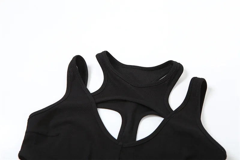 Mall Gothic Hollow Out Sexy Bodysuits Techwear Fashion Y2k Patchwork Tops Women Grunge Backless High Cut Slim Bodysuit