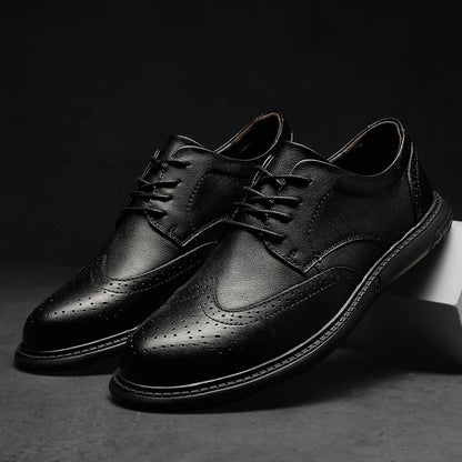Big Size Mens Formal Genuine Leather Dress Shoes British Stylish Business Dress Men Flats High Quality Brogues Oxford Shoes Men