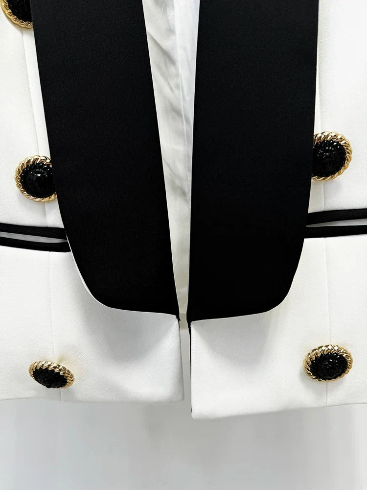 HIGH STREET Newest Fashion 2026 Designer Jacket Women's Shawl Collar Color Block Blazer