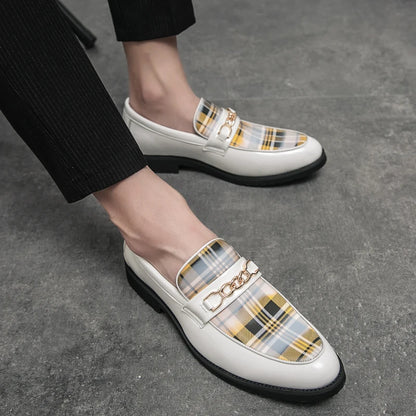 New High Quality Italian Shoe for Men Loafers Casual Men Shoes Luxury Leather Slip-on British Style Striped Soft Shoes Moccasins