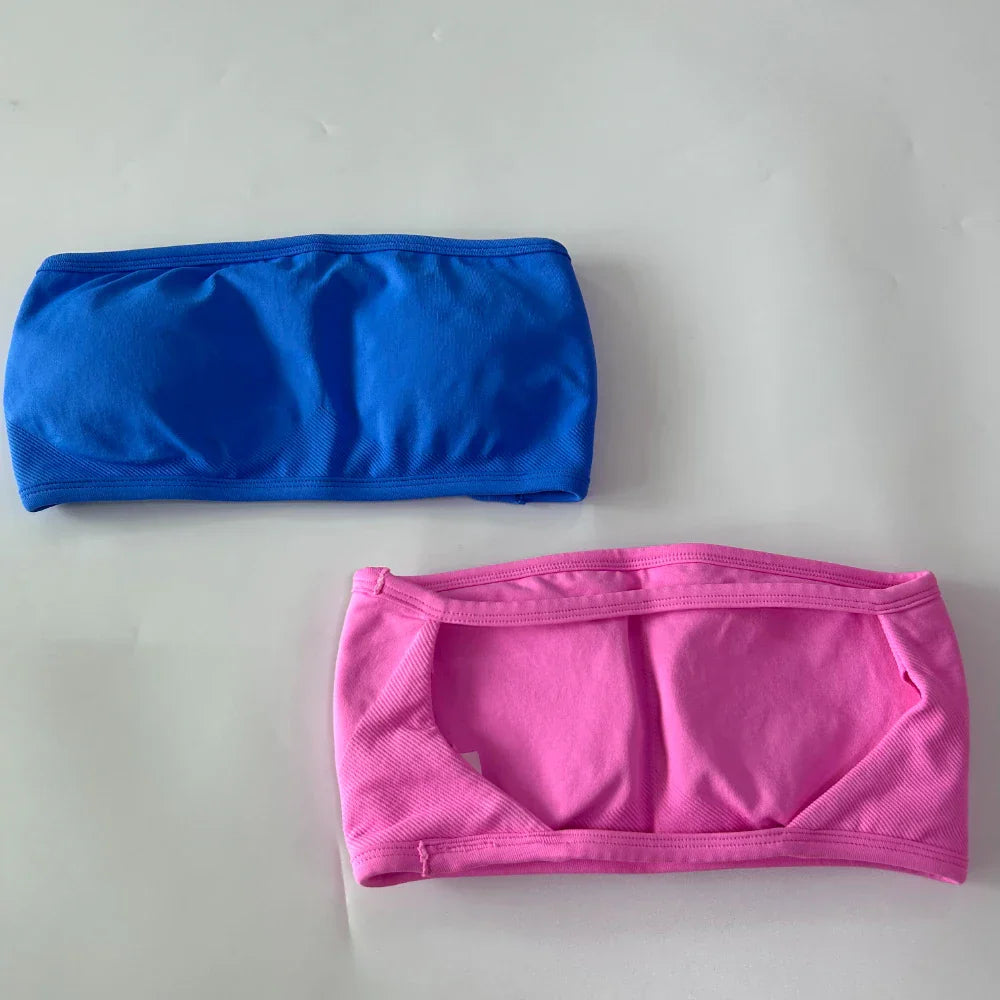 2 Pieces Yoga Set Women Backless Bandeau Sports Bra Scrunch Shorts Yoga Clothing Workout Clothes Outfits Sets Gym Set