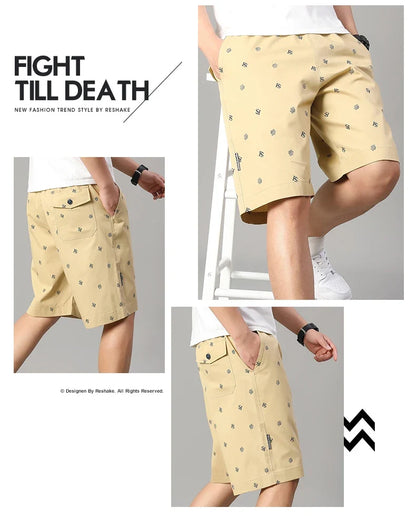 Men's Cotton Print Shorts Streetwear Casual Cotton Workwear Summer Breathable Fitness Knee Shorts Sports Shorts Sweatwear 6XL
