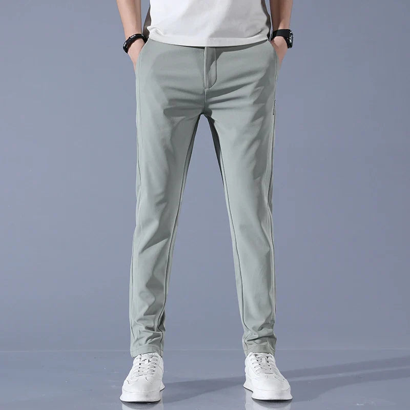 2026 Spring Summer Men's Ice Silk Golf Casual Slim Straight Thin Trousers Male Fashion Stretch Breathable Jogging 28-38