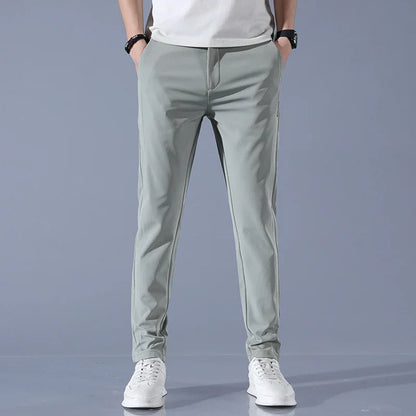 2026 Spring Summer Men's Ice Silk Golf Casual Slim Straight Thin Trousers Male Fashion Stretch Breathable Jogging 28-38