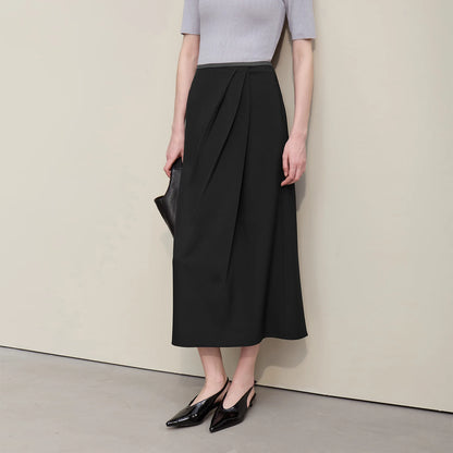 Women's Skirt 2026 Summer New Solid Color Wrinkle-Resistant Elegant Office Versatile Long Pleated Skirt For Women 12622145