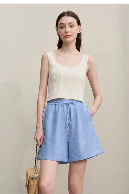 Women's Casual Shirts 2026 Summer New Holiday Style Separate Shorts Long Sleeve Top Single Loose Solid Shorts 12652027