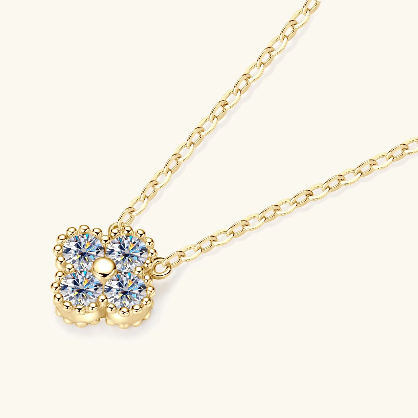 3mm Certified Moissanite Pendant Necklace for Women Classic Clover Flower Neck Chain 100% Pure 925 Silver Chain Charm