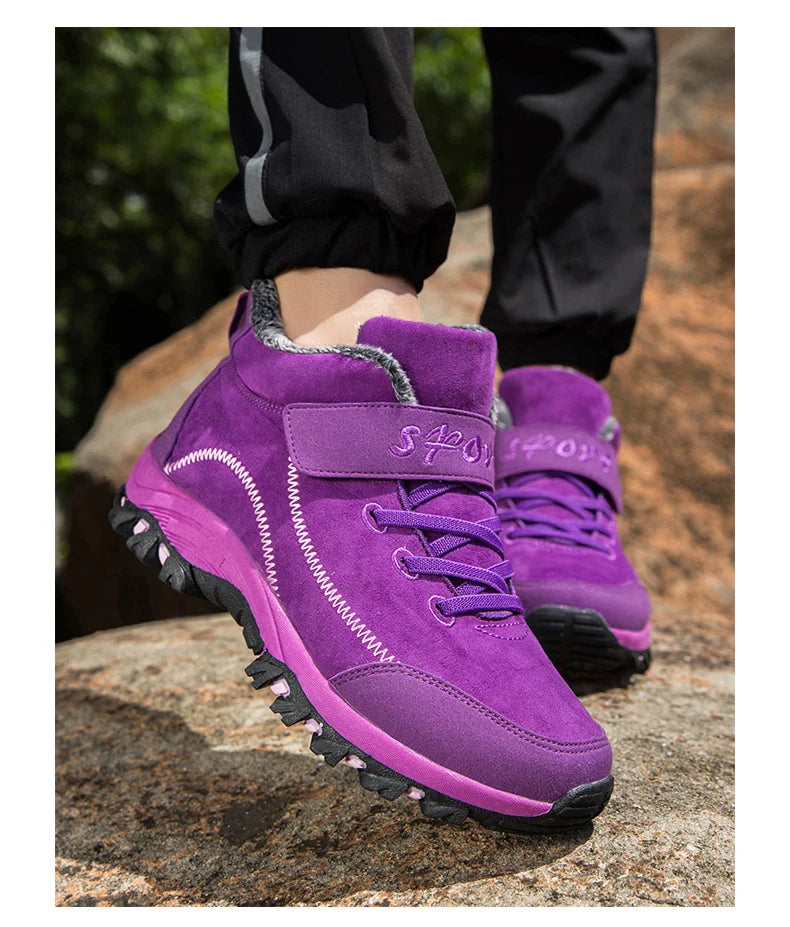 Waterproof Winter Men Boots Cow Suede Warm Snow Women Boots Men Work Casual Shoes High Top High-top Non-slip Ankle Boots