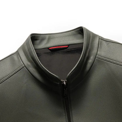 New Spring and Autumn 2025 Casual Leather Jackets, Men's Stand-Up Collar Leather Jackets, and High-End Large-Sized Goatskin Coat