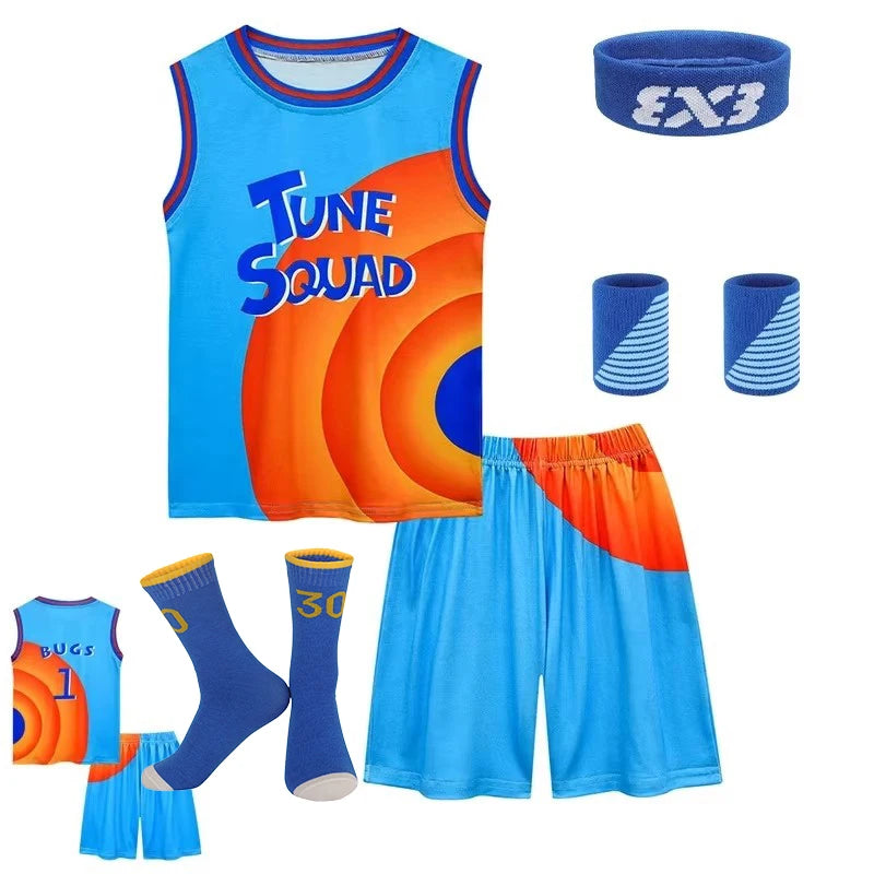 2024 Kids Tune Squad Space Jam 2 Basketball Jersey Set - Cosplay Costume Vest Shorts Sports Uniform Tracksuit for Boys and Girls