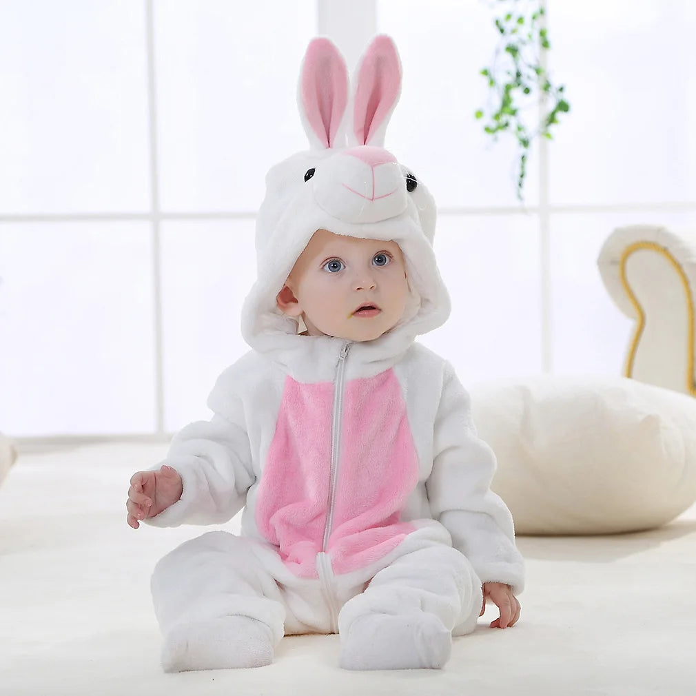 Winter Baby Rompers Baby Pijamas Panda Tiger Leopard Monkey Fox Animal Cartoon Hooded Jumpsuits Cosplay Costume Boys Girl Pajama