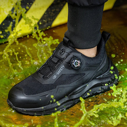 Large Size 48 Men's Summer Safety Shoes Rotating Button Work Sneakers Steel Toe Shoes Puncture-Proof Protection Shoes Security