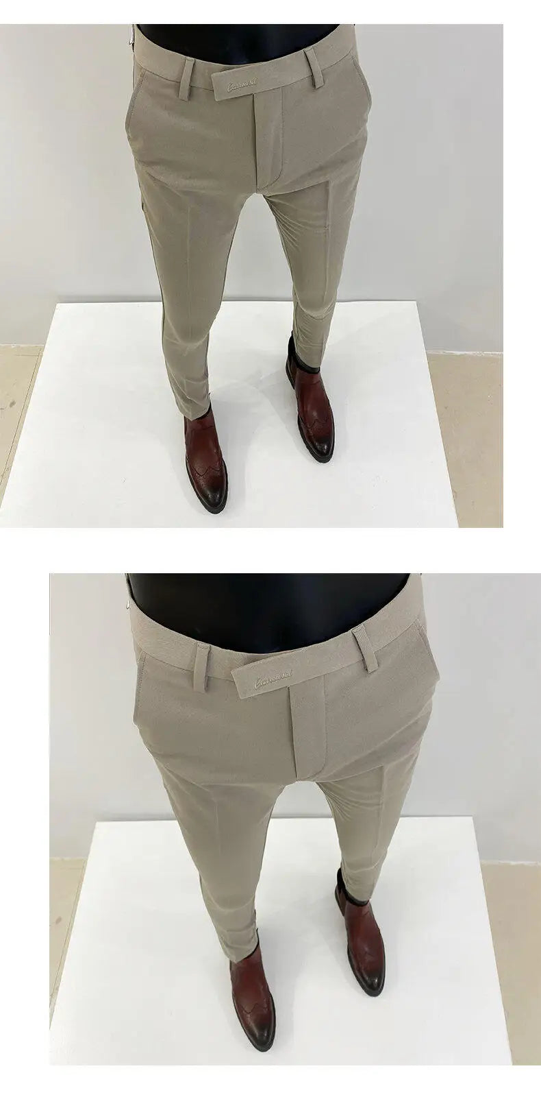 Men Suit Pants Hombre Pantalones 2026 Spring Stretch Slim Formal Trousers for Men Fashion Casual Stripe Dress Pants Men Clothing