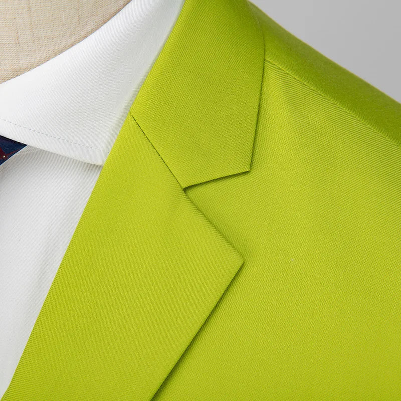 2026 New Men's Suit 3-Piece, Wedding Party Dress Jacket Vest Trousers, Fashion Slim Fit Blazer Waistcoat Pants Red Blue Green