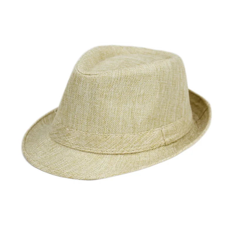 Summer Fedoras for Men Middle old aged Cap Linen Panama Solid  Jazz Hat Cowboy  Men's Women's  British Party Sun Hat