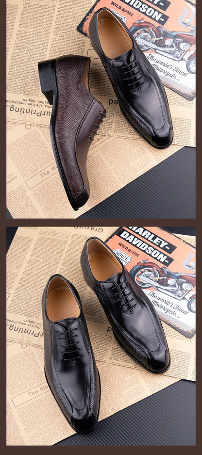 Deluxe Men's Leather Shoes Formal Dress Shoes Wedding Party  Oxford Handmade Comfortable Lace Up Genuine Leather Men's Shoe