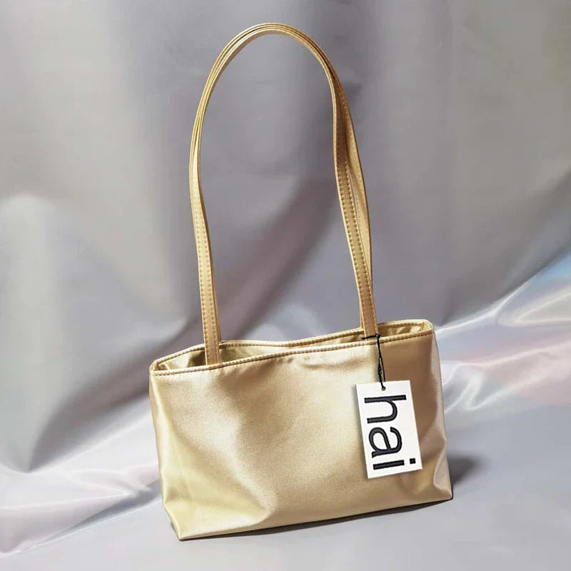 2026 Luxury Shoulder Bags Silk Women's Handbag Square Underarm Bag Ins Famous Brand Commuter Bag Contrasting Color Macaron Totes