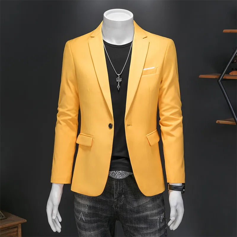 15 Color Fashion Mens Suit Jacket High Quality Slim Fit Solid Color Casual Business Mens Blazers Formal Office Wedding Suit Tops