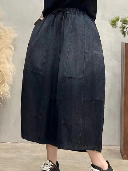 Women Summer Fashion Big Size Denim Pants 2025 Females Vintage Classic Loose Harem Trousers Elastic Waist Casual Jeans