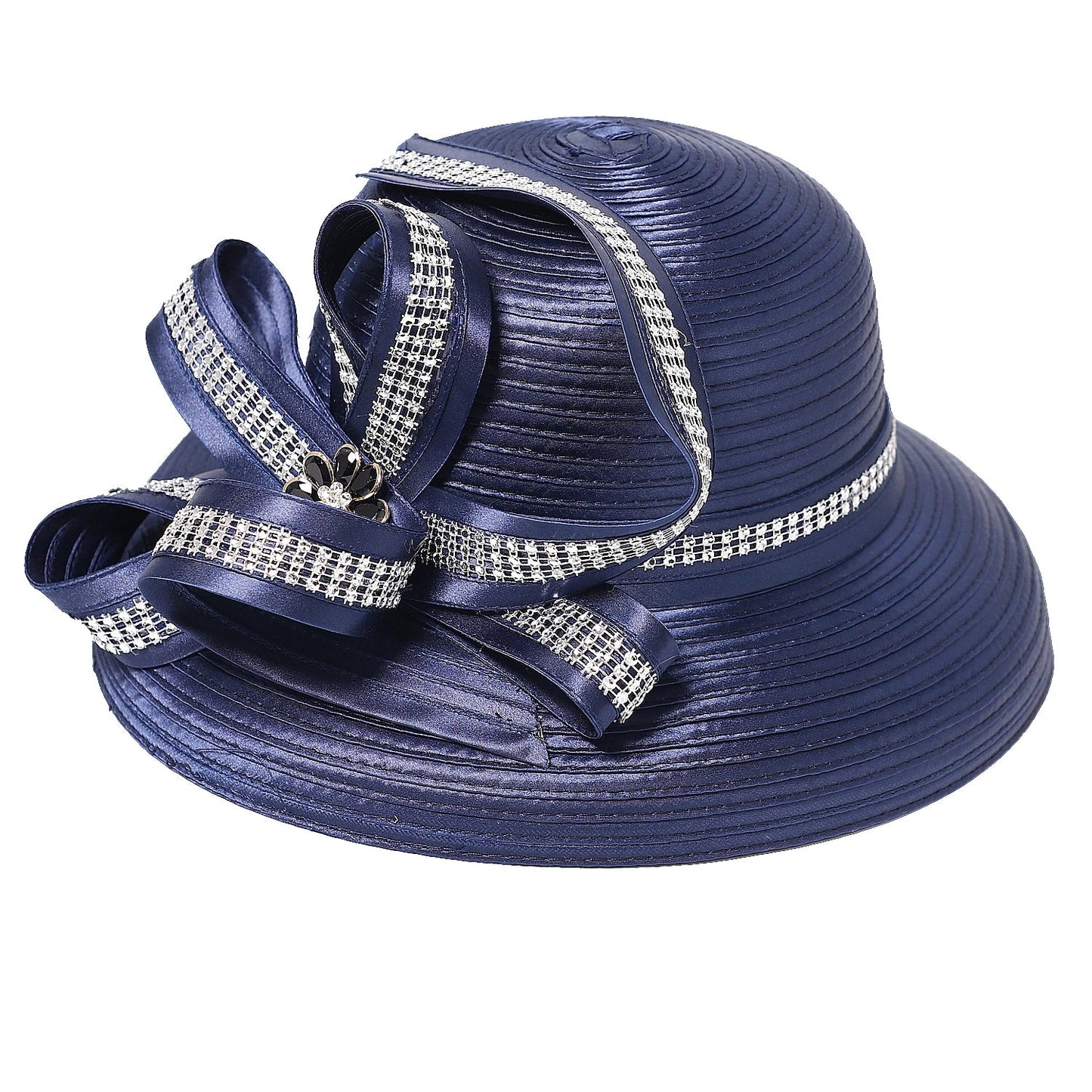 Elegant Cloth Top Hats For Women Cocktail Tea Party Dress Derby Cap Ladies Flower Wide Brim Church Fedora Black Cloche Hats