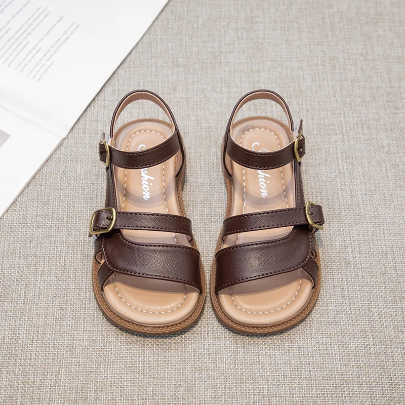 Children's Summer Sandals Hollow-out Woven Fashion Girls Beach Sandals Simple Fashion Kids Causal Flats Shoes Size 26-36