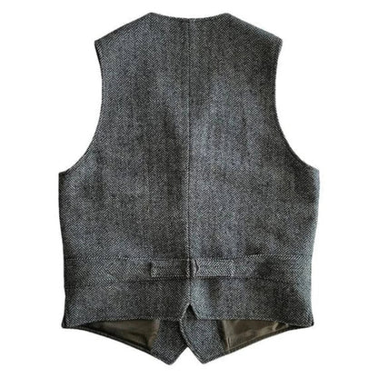 Men Vest Green Herringbone Single Button V Neck Waistcoat For Wedding Banquet Business Office Work Daily Casual Men Suit Vest