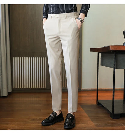 Plus size 40 38 Men Business Solid Suit Pant 2026 Spring Formal Slim Fit Wedding Trouser Mens Brand Fashion Casual Dress Pants