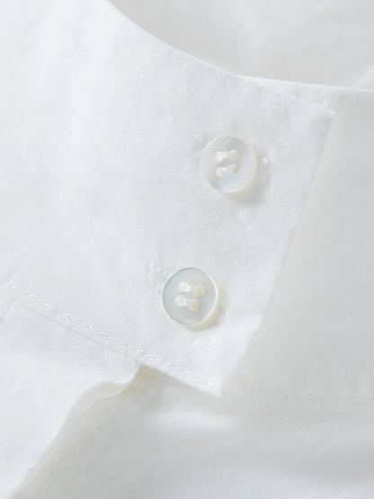 2026 Spring Women's Relaxed Fit Stand Collar Shirt Soft Touch Oversized Blouse White Blue Healing Commute Minimalist Style