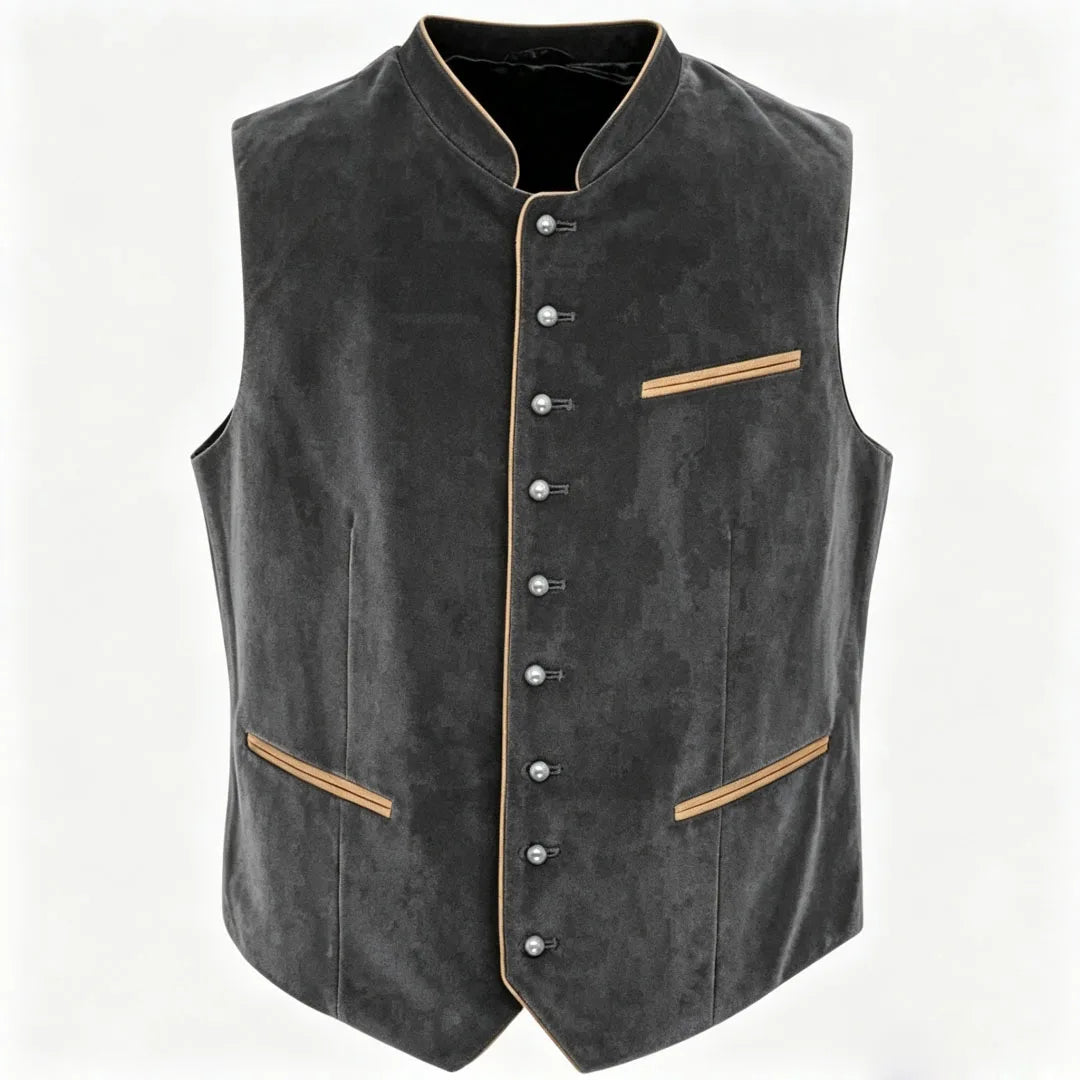 Men Vest Black Suede Velvet High Neck Single Breasted Waistcoat For Wedding Banquet Business Work Casual Daily Men Suit Vest