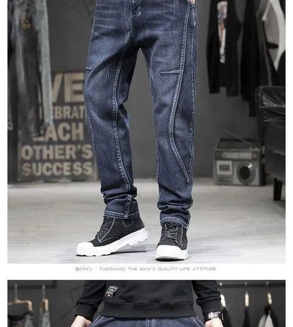 Summer Designer Clothes High Quality Punk Harajuku Fashion Casual Plus Size Slim Fit Denim Jeans for  2024 Cowboy Pants for Men
